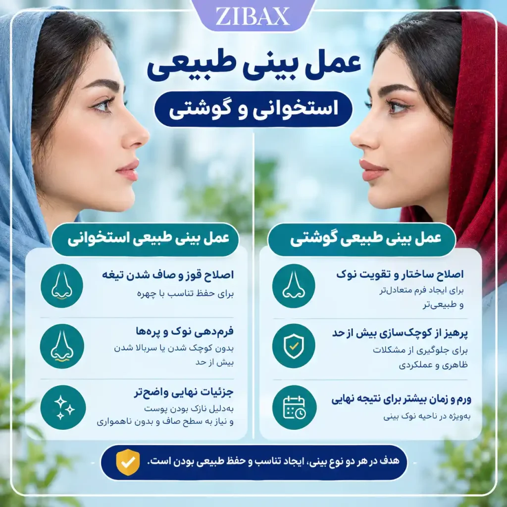 عمل بینی طبیعی استخوانی و گوشتی