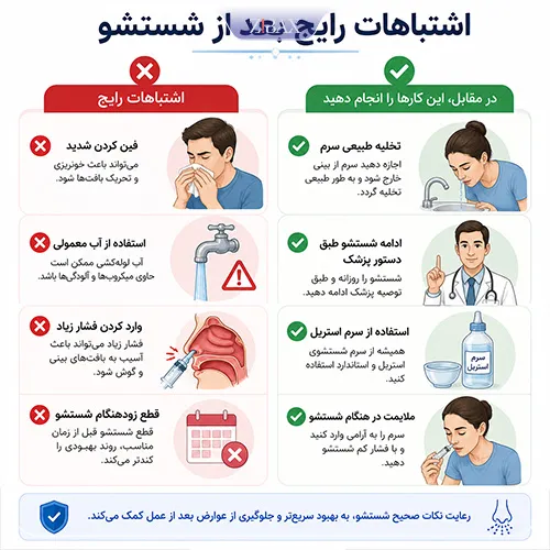 اشتباهات رایج شستشوی بینی بعد از عمل