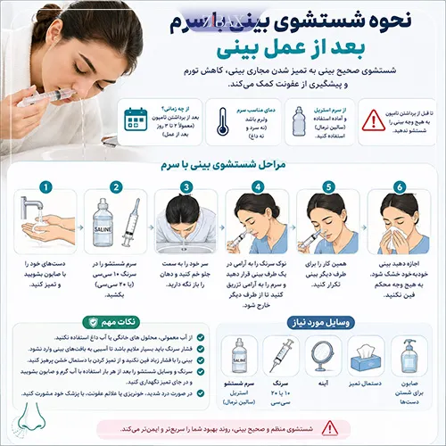 طریقه شستشوی بینی بعد از عمل بینی با سرم شستشو