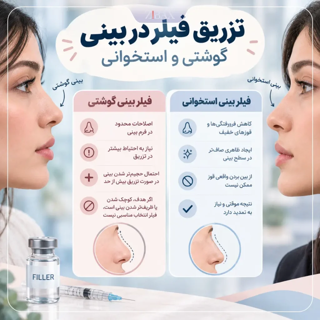 فیلر بینی گوشتی و فیلر بینی استخوانی