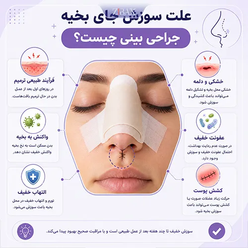 علت سوزش جای بخیه جراحی بینی